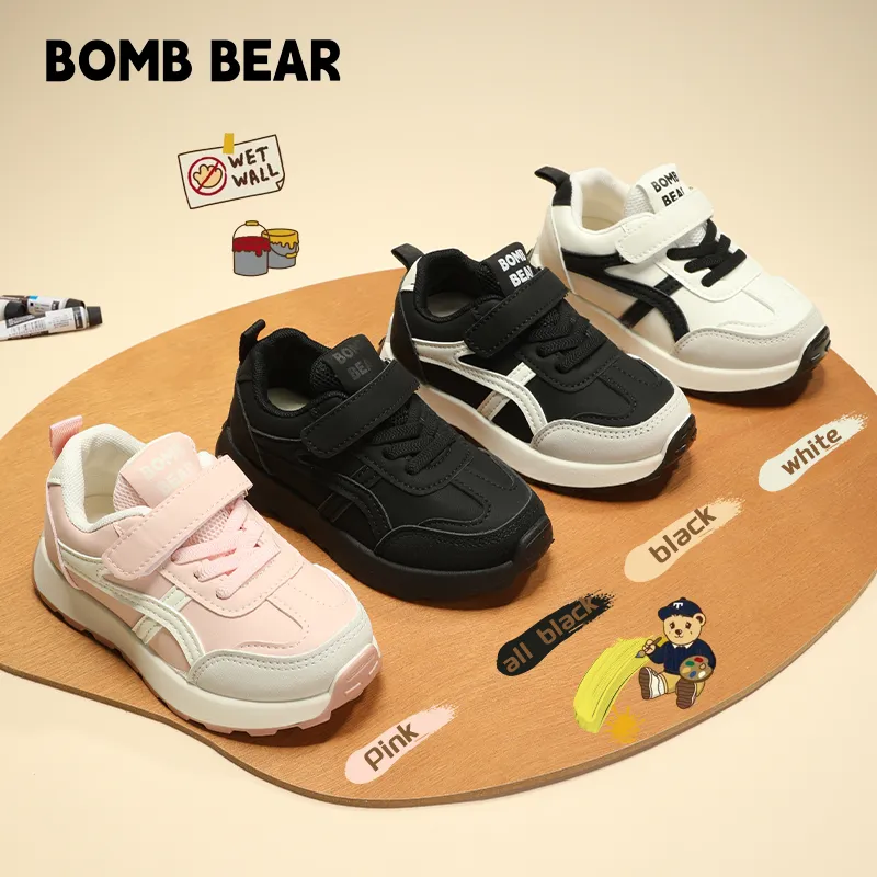 Bomb Bear Sepatu Sneakers Sekolah Anak laki Laki TK SD Sport Putih Pink umur 3-12 Tahun YNSS2209