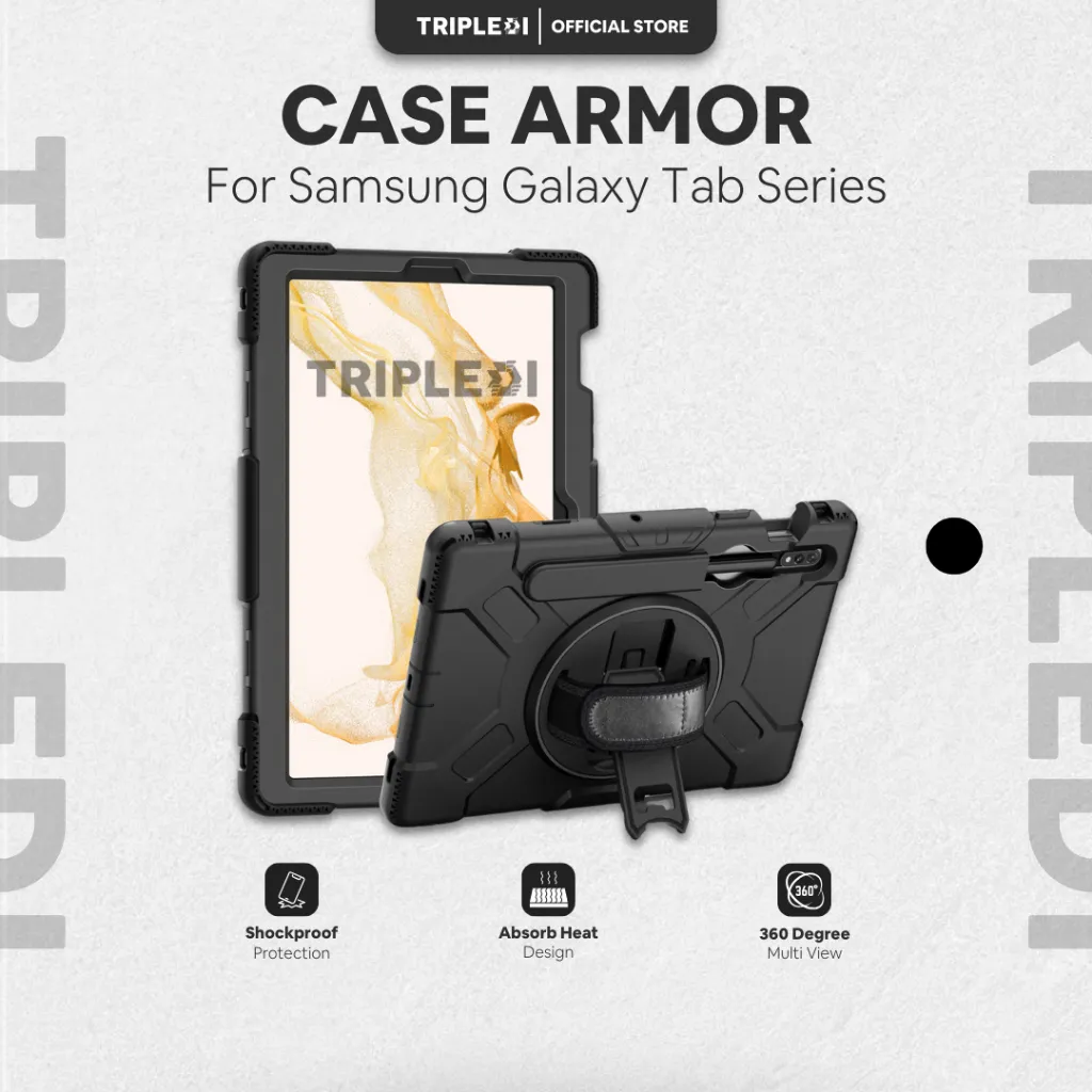 TRIPLEDI Case Armor For Samsung Galaxy Tab Series A8 A9 A11 S9 S10 S11 FE Plus Lite TD0304 Hard Cover Shoulder Strap Casing Silicone Bumper Kickstand TPU Stylus Pen Slot Full Protection Heavy Duty Rugged