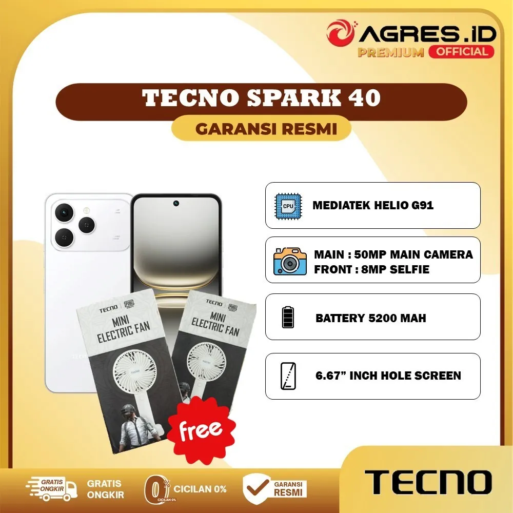 Tecno Spark 40 6GB/128GB I 8GB/256GB Garansi Resmi Tecno Indonesia