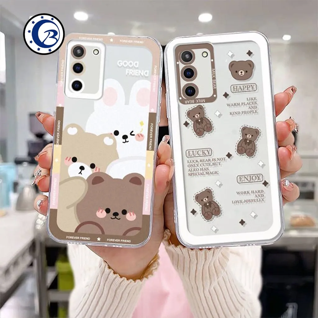 CB406 CASE FOR INFINIX SMART 4 SMART 5 HOT 8  HOT 9 HOT 9 PLAY HOT 10 PLAY ZERO 8 HOT 10S ASUS MAX M2 SOFTCASE BENING TPU ANTI JATUH CARTOON BEAR CUTE MIRROR