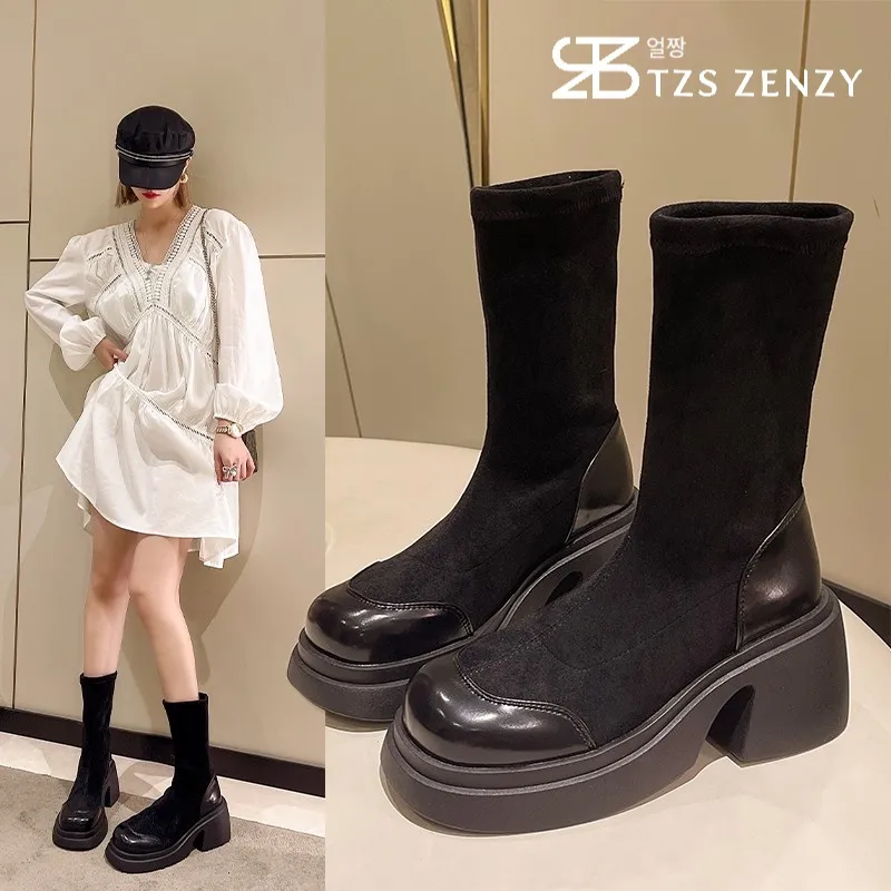 TZS Zenzy Yeoldora Boots - Sepatu Boots Wanita - Sepatu Boots Fashion - Boots Platform Cewek