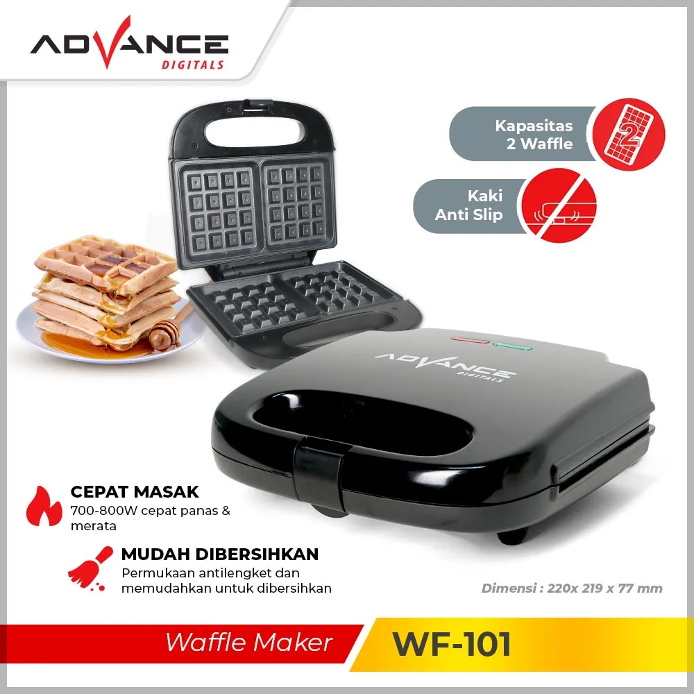 Advance Mesin Sandwich Waffle Maker Pemanggang Roti Waffle 2 Lapis | Garansi Resmi 1 Tahun
