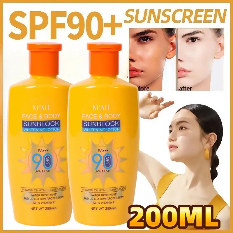 Glowing Up Sunscreen Lotion Whitening Sunblock Cream SPF90 PA +++ Wajah Dan Badan Sunscreen Sun Protect & Moisture Lotion UV Protection Tahan Air Double Whitening 200ML