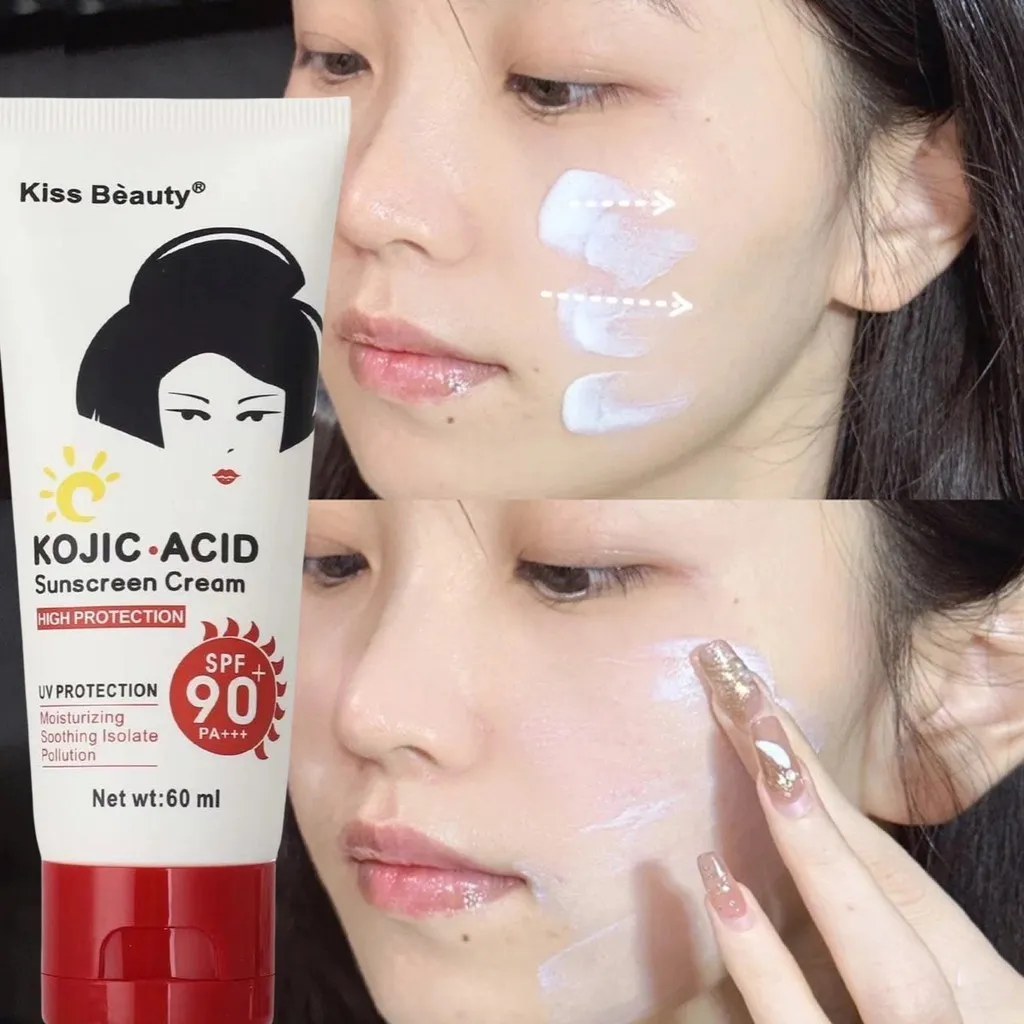 Kiss Beauty SPF90 PA+++ Kojic Acid Body Sublock Wajah & Badan Sunscreen Cream 60g Fade Spots Sun Protection Repair Moisturizing Skin