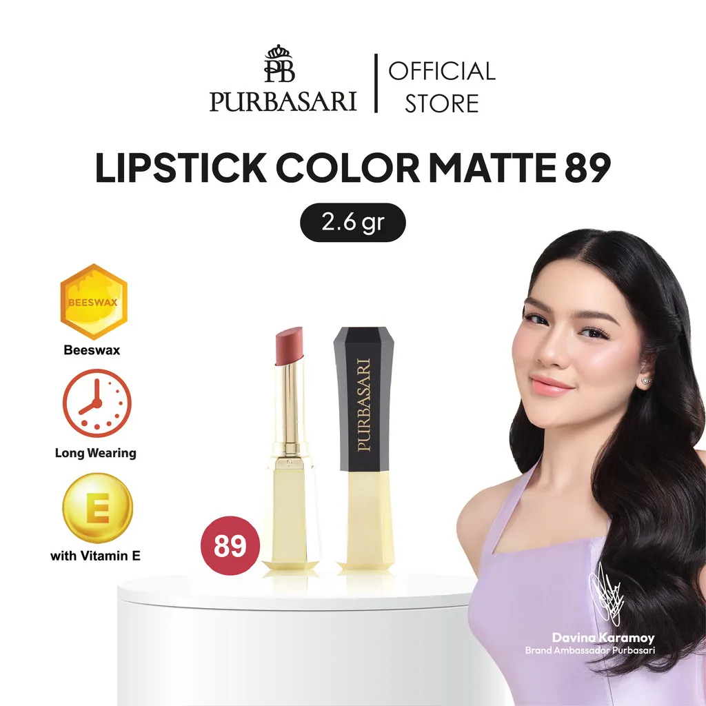 Purbasari Lipstick Color Matte Pcs/ Lipstick Matte / Lipstick tahan 12jam - Ringan dan lembut di bibir