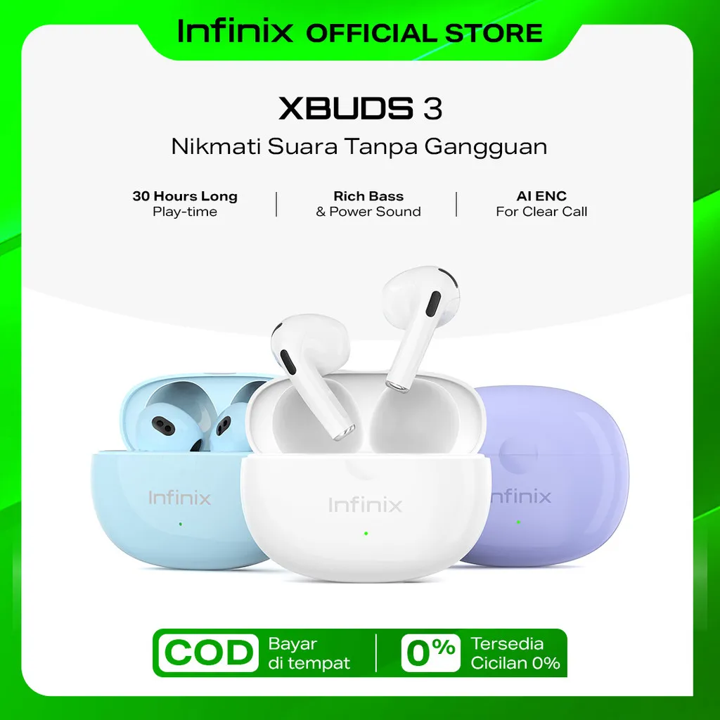 Infinix TWS XE31 - Xbuds 3 - 30 Hours Long Play time - AI ENC
Clear Call