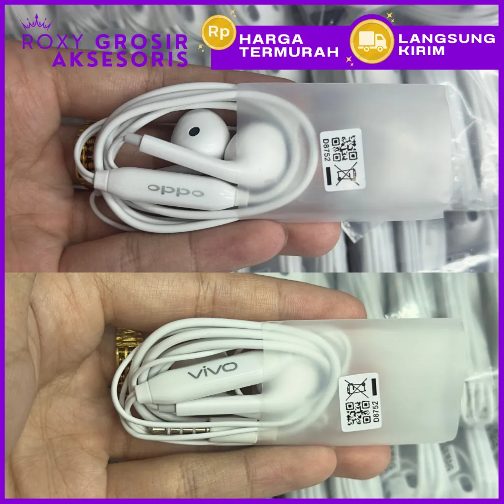 Headset Ori Copotan Oppo Vivo earphone in ear Copotan Kabel