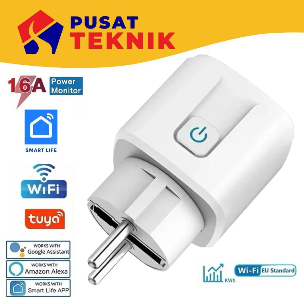 Smartlife Tuya Stop Kontak WiFi 16A Smart Plug 16A Wireless Saklar Colokan Wifi Stop Kontak Timer WIFI
