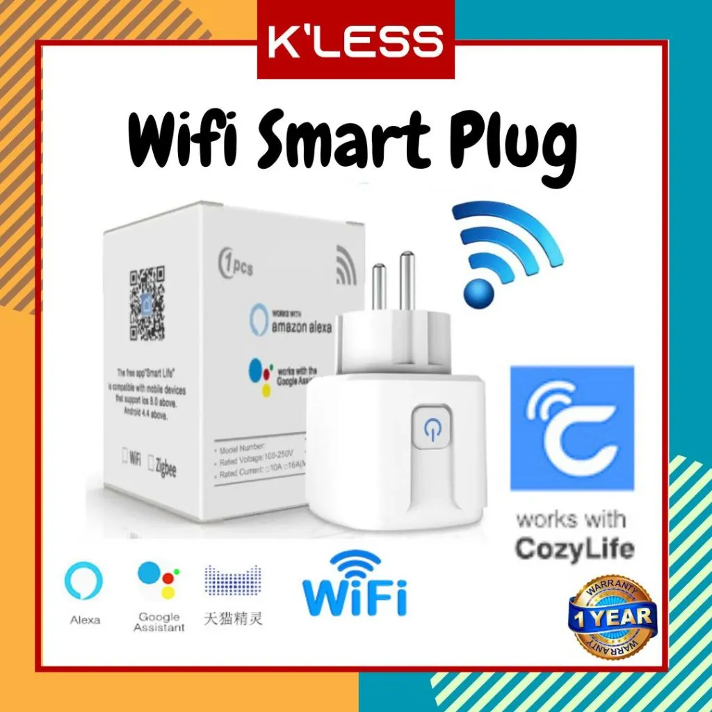 Wifi Smart Plug 16A works with CozyLife / Google Ass / Alexa - Kontrol Daya