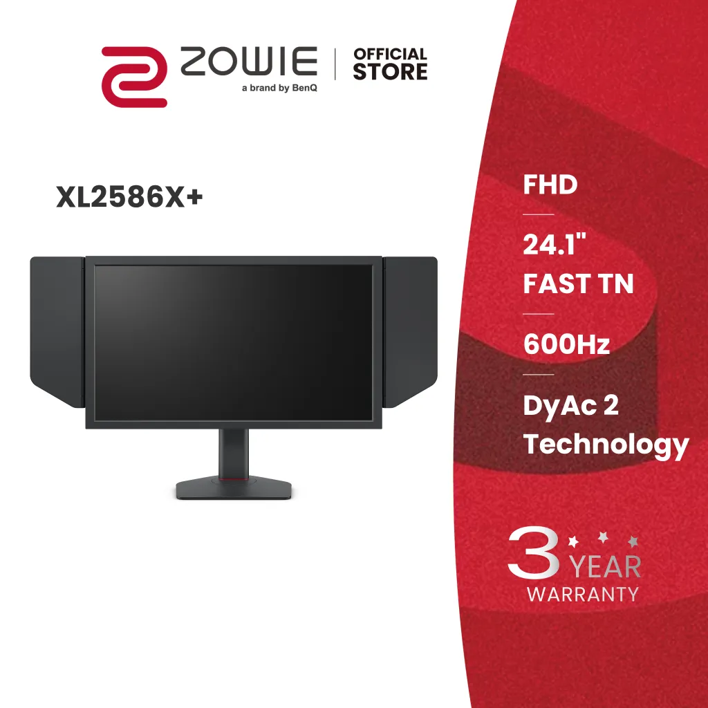 BenQ ZOWIE XL2586X+ 24.1 New Fast TN 600Hz Gaming Monitor, DyAc 2, 1080p, Auto Game Mode by XL Setting to Share, height adjustment powered by industrial-grade bearing design, S Switch, Shielding Hood