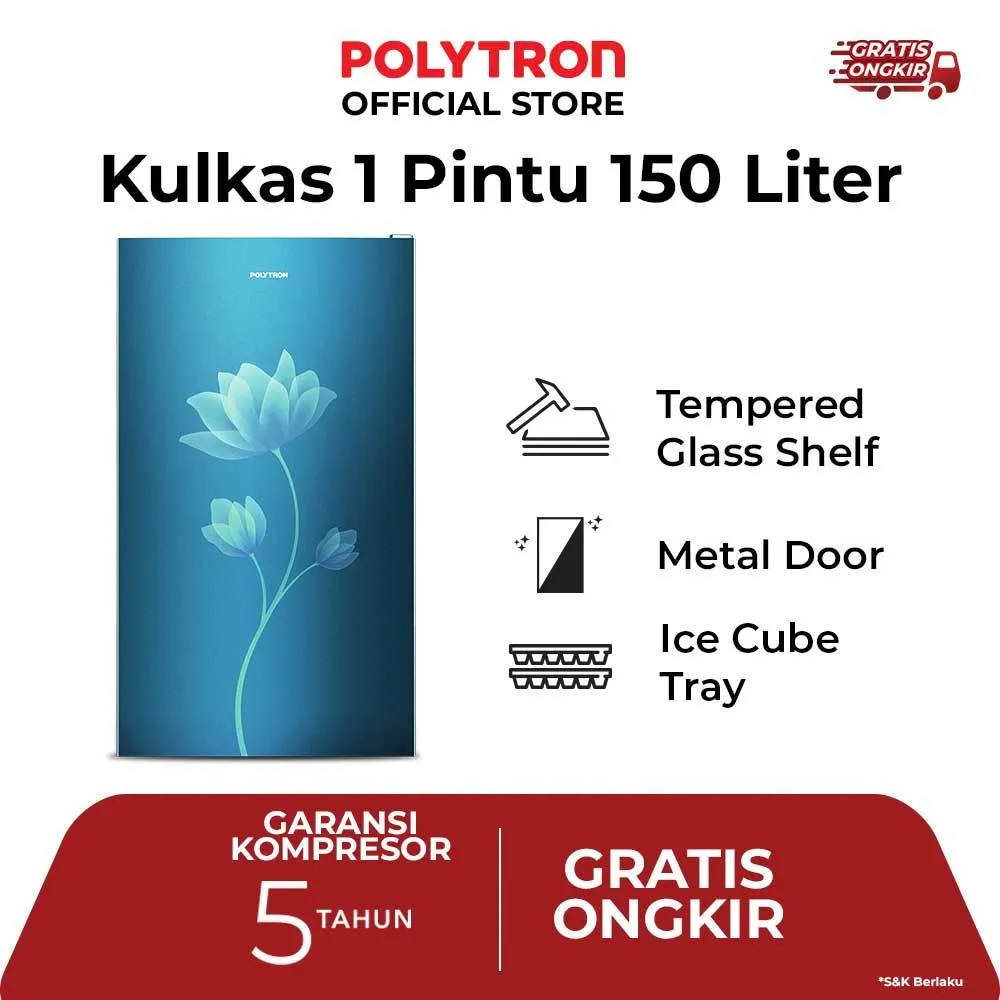 Kulkas POLYTRON Beauty metal door 1 pintu 150 liter PRB 159B