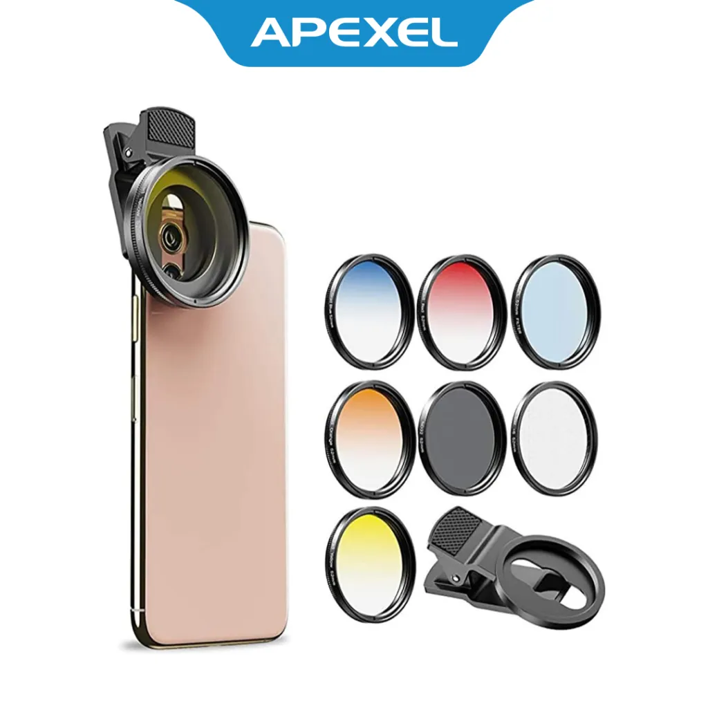 APEXEL Lensa Filter Kamera Smartphone ND CPL 7in1 37mm with Clip - APL-37UV-7G
