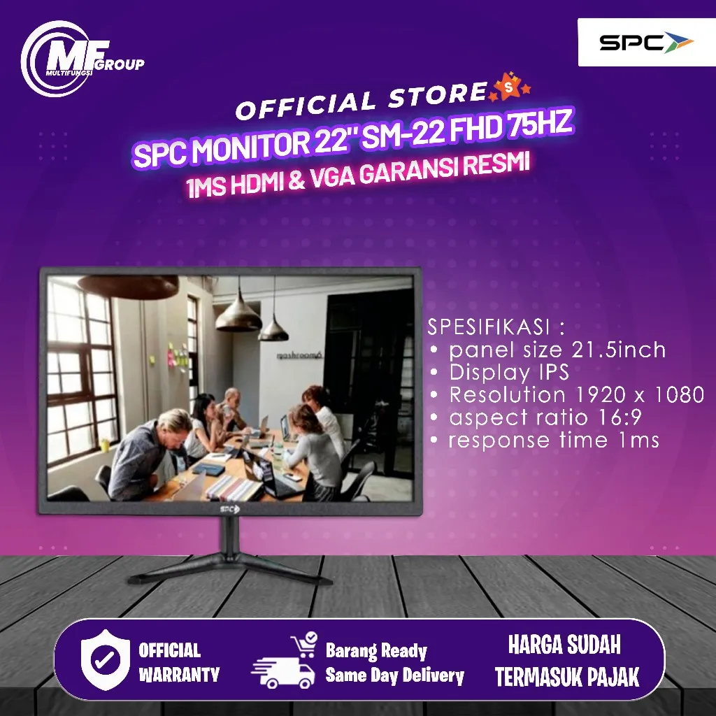 SPC Monitor 22" SM-22 FHD 75Hz 1ms HDMI & VGA Garansi Resmi