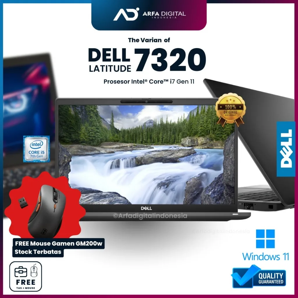 Laptop Dell Latitude E7320 Core I7 Gen 11 RAM 16GB SSD 512GB Second Like New Murah Bergaransi