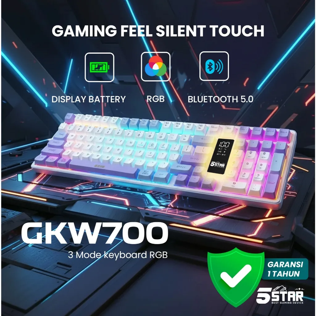 5Star Keyboard Silent klik Untuk gaming malam Wirelss Bluetooth Cocok untuk Laptop Tablet PC GKW700