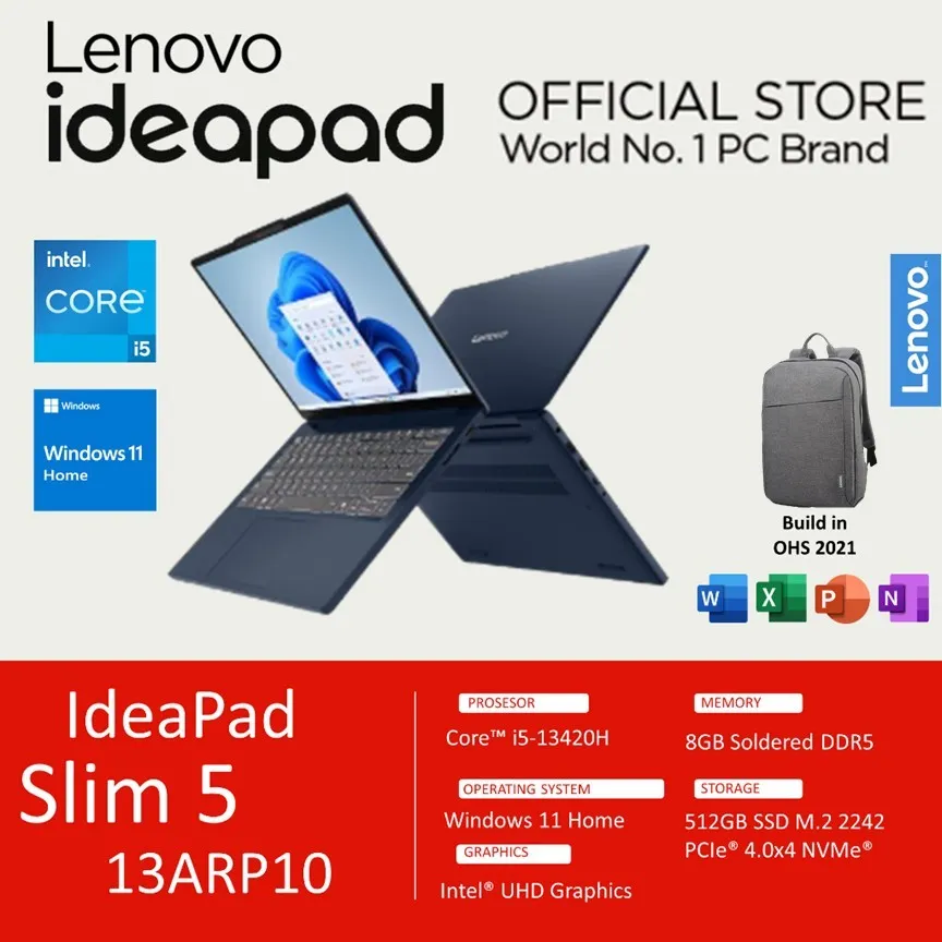 LENOVO IdeaPad Slim 3i 14IRH10 14 I5 13420H 16GB 512GB W11+OHS 14.0WUXGA IPS BLIT 2Y PREM BLUE -3NID