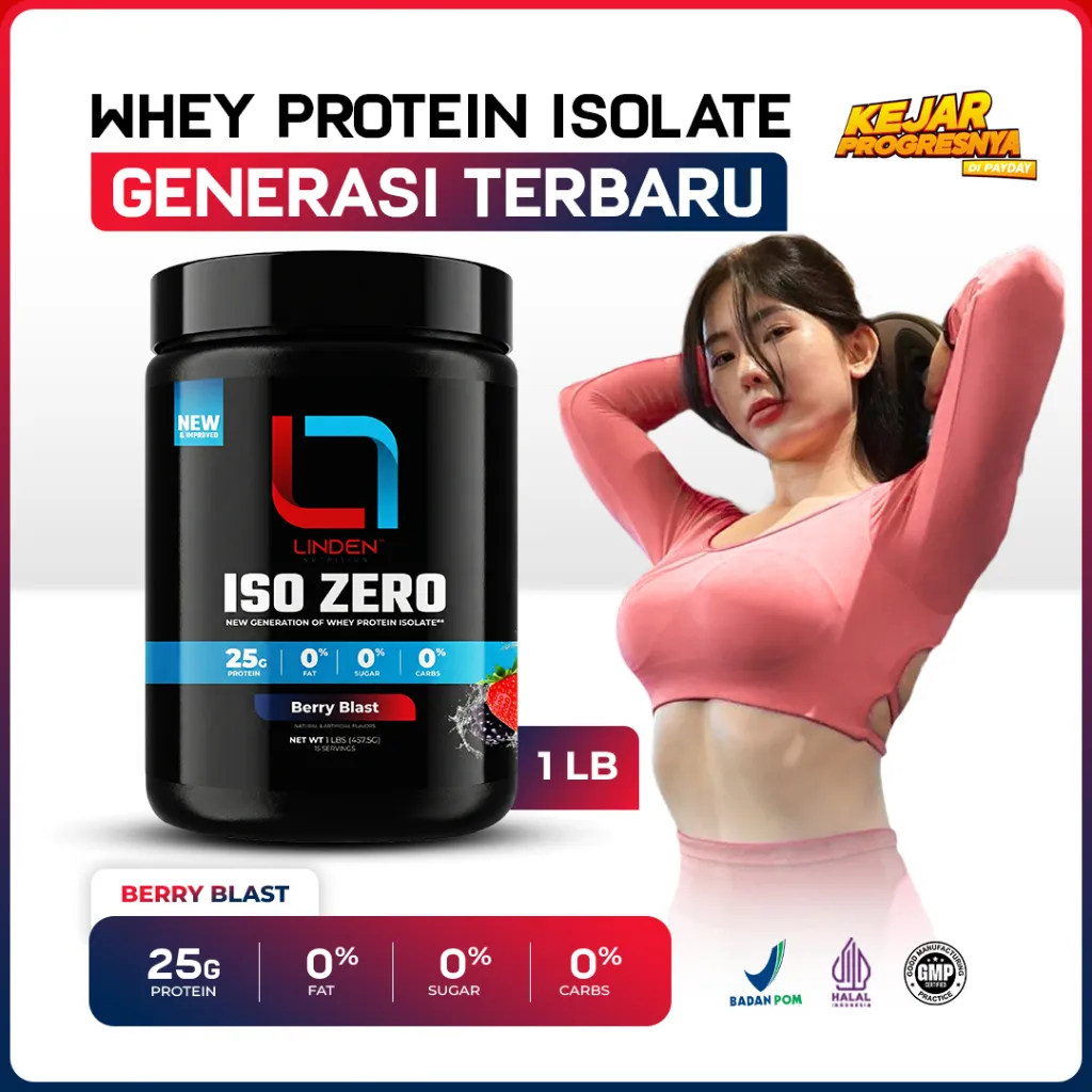 LINDEN NUTRITION - Linden Iso Zero Bottle 1 lbs - New Generation of Whey Isolate Protein - Suplemen Fitness