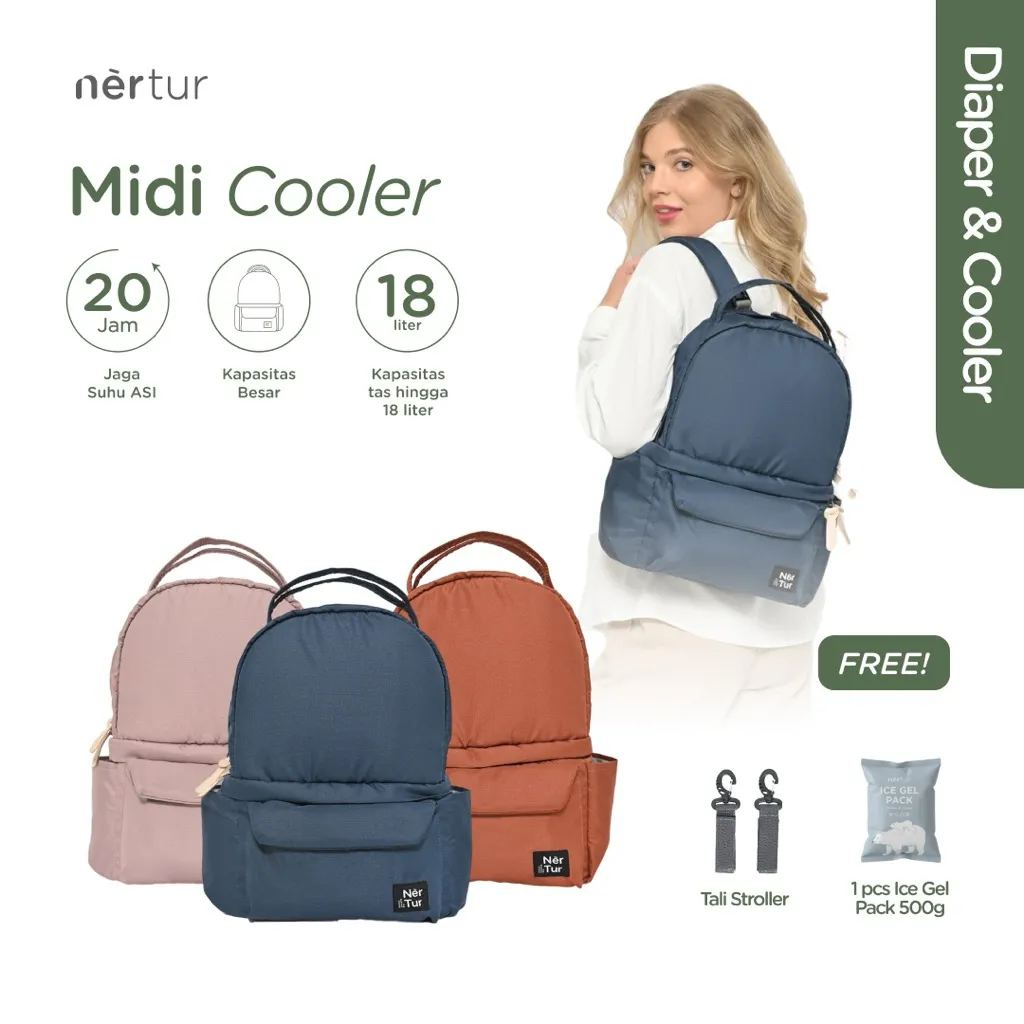 NERTUR Tas Perlengkapan Bayi Diaper Bag & Cooler Bag Midi Cooler 16L Waterproof
