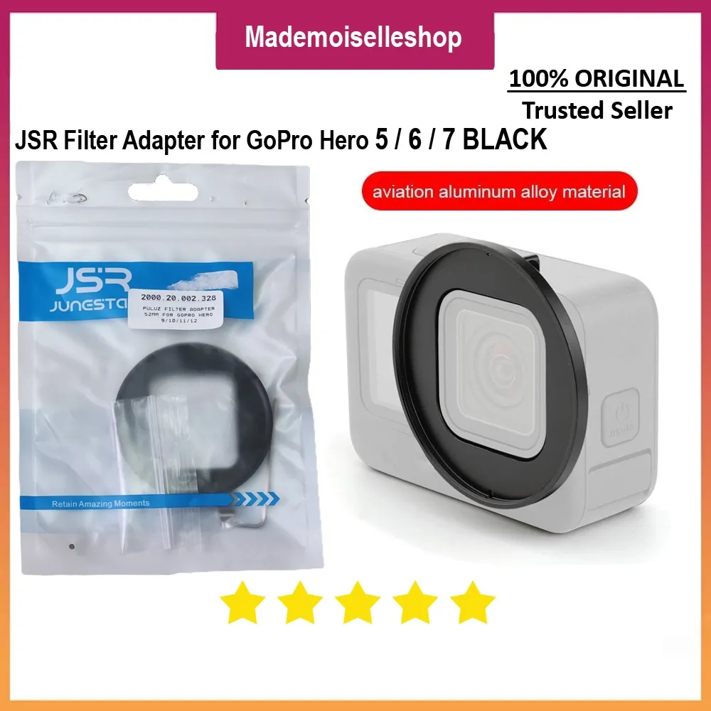 JSR Adapter Filter Gopro Hero 5 -6- 7 BLACK  - Opsional Paket Filter KNF Concept ND 2-400 & Filter CPL