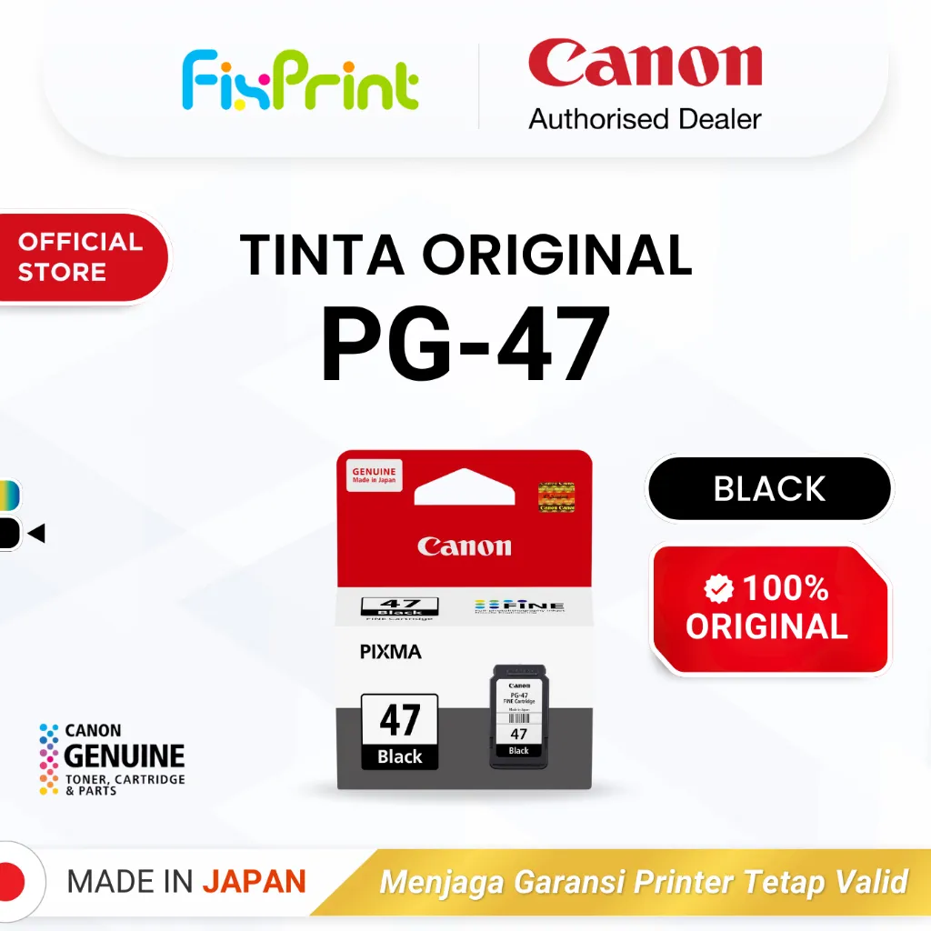 FixPrint Tinta Original Canon 57 Color CL57 47 Black PG47 Cartridge Katrid Printer E410 E470 E3170 E470 E4570