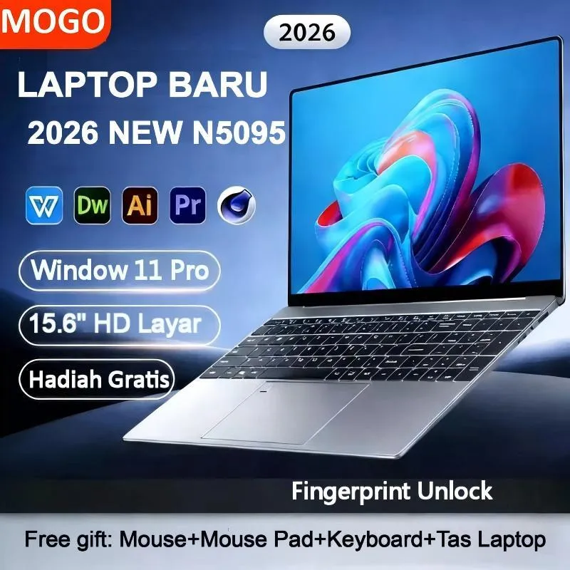 [100% Baru] UNIG Laptop Baru 15.6 inch layar HD windows 11 Pink Silver Laptop RAM 24G+1TBSSD Intel N5095 Laptop Murah