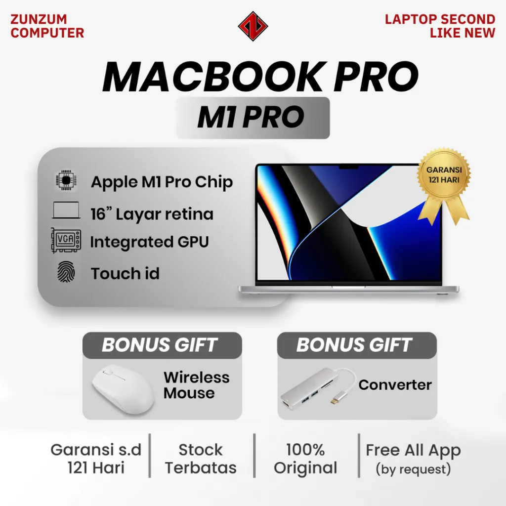 Macbook Pro M1 Pro 2021 16inch 14inch Ram 16/512 GB Mulus Like New Original