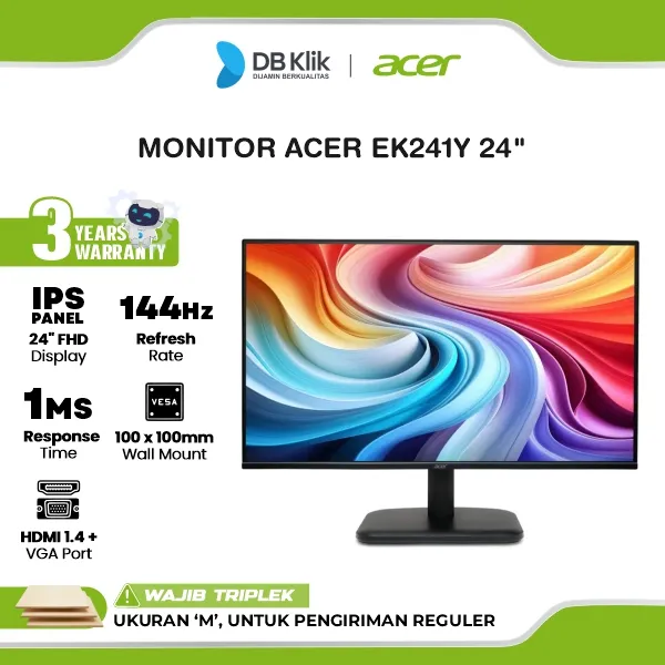 ACER EK241Y LED Monitor Gaming 24” IPS FHD 144Hz 1ms HDMI VGA