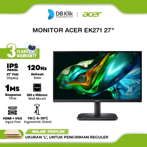 ACER EK271G LED Monitor 27" IPS FHD 120Hz 1ms AdaptiveSync HDMI VGA
