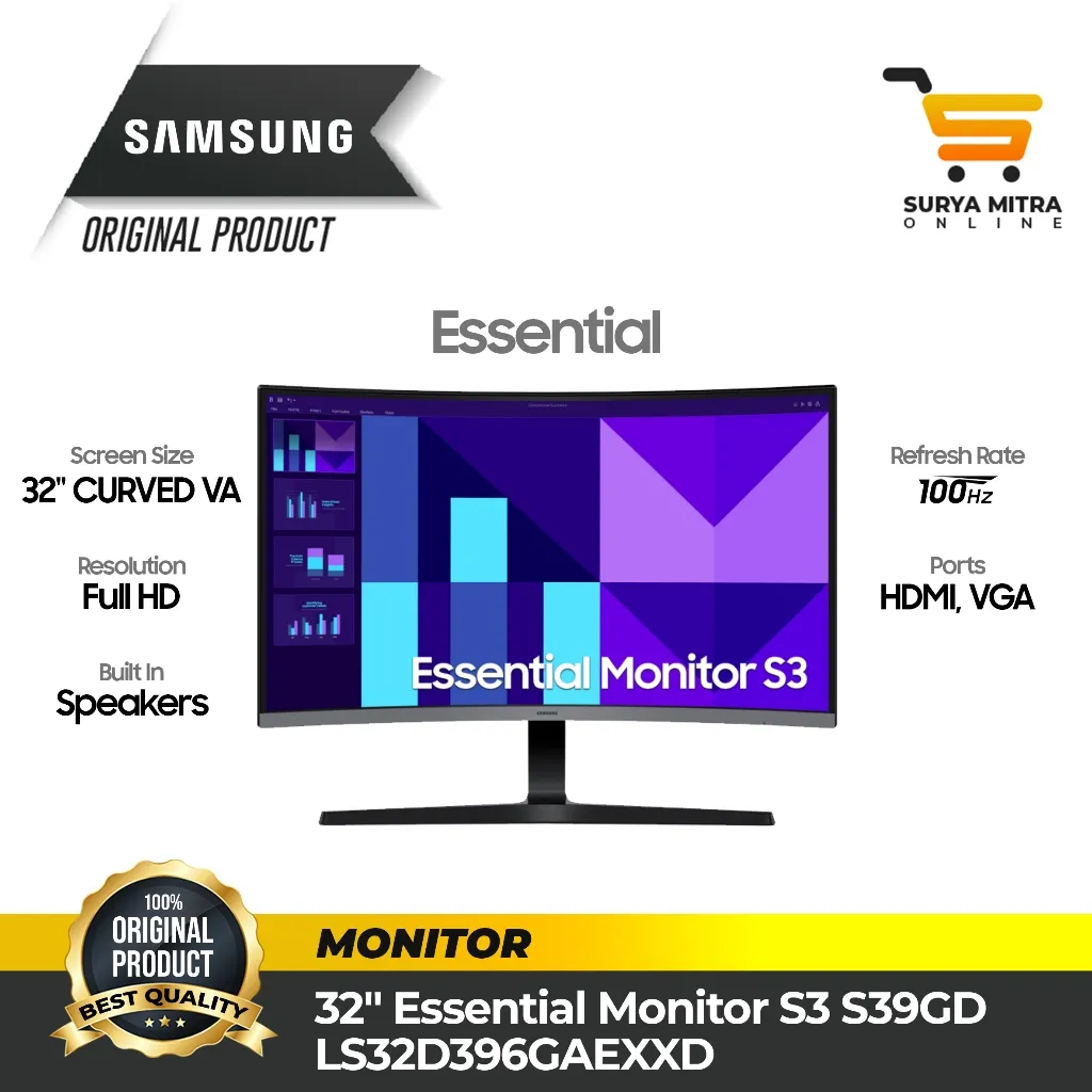Monitor SamsungCurved 27" S27D396 / 32" S32D396 - LS27D396GAEXXD / LS32D396GAEXXD FHD 100 Hz