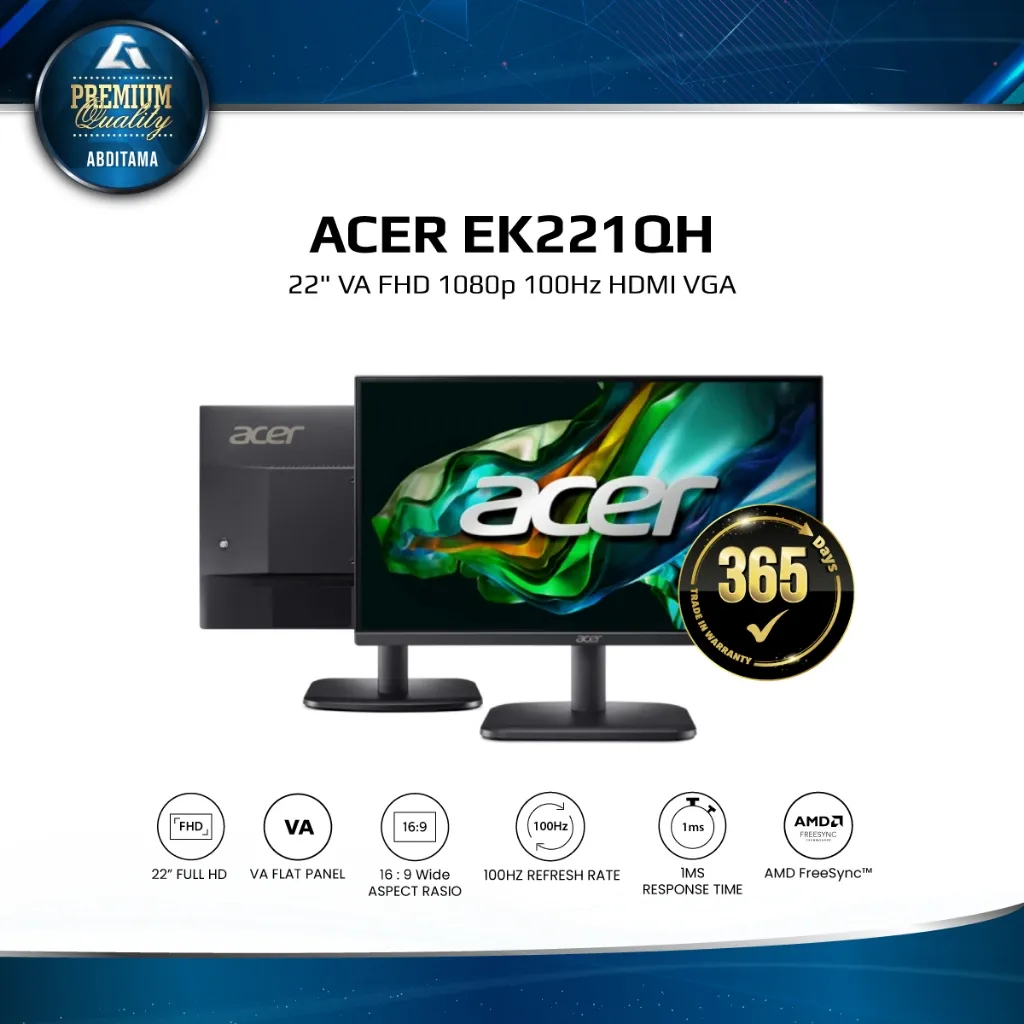 Monitor LED Acer EK221QH 22inch VA FHD 1080p 100Hz 1xHDMI 1xVGA Vesa 100x100