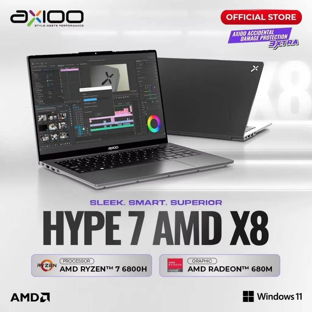 AXIOO HYPE 7 AMD X8 RYZEN 7 6800H 16GB 512GB W11 14.0FHD IPS BLIT NEW 2026