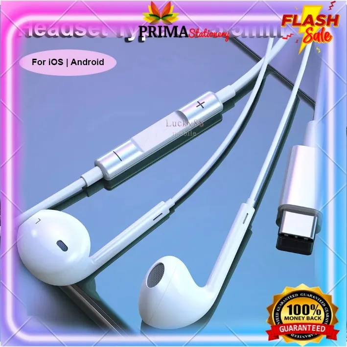 Type C | 3.5mm Headset Earphone with Microphone Handsfree Earbuds Kabel for iOS / Android / Tipe C / Tepsi In Ear Kabel Peredam Kebisingan Mikrofon Bawaan Pengendali Jarak Jauh Oppo Vivo Realme Xiaomi Redmi Samsung Honor Huawei Iphone