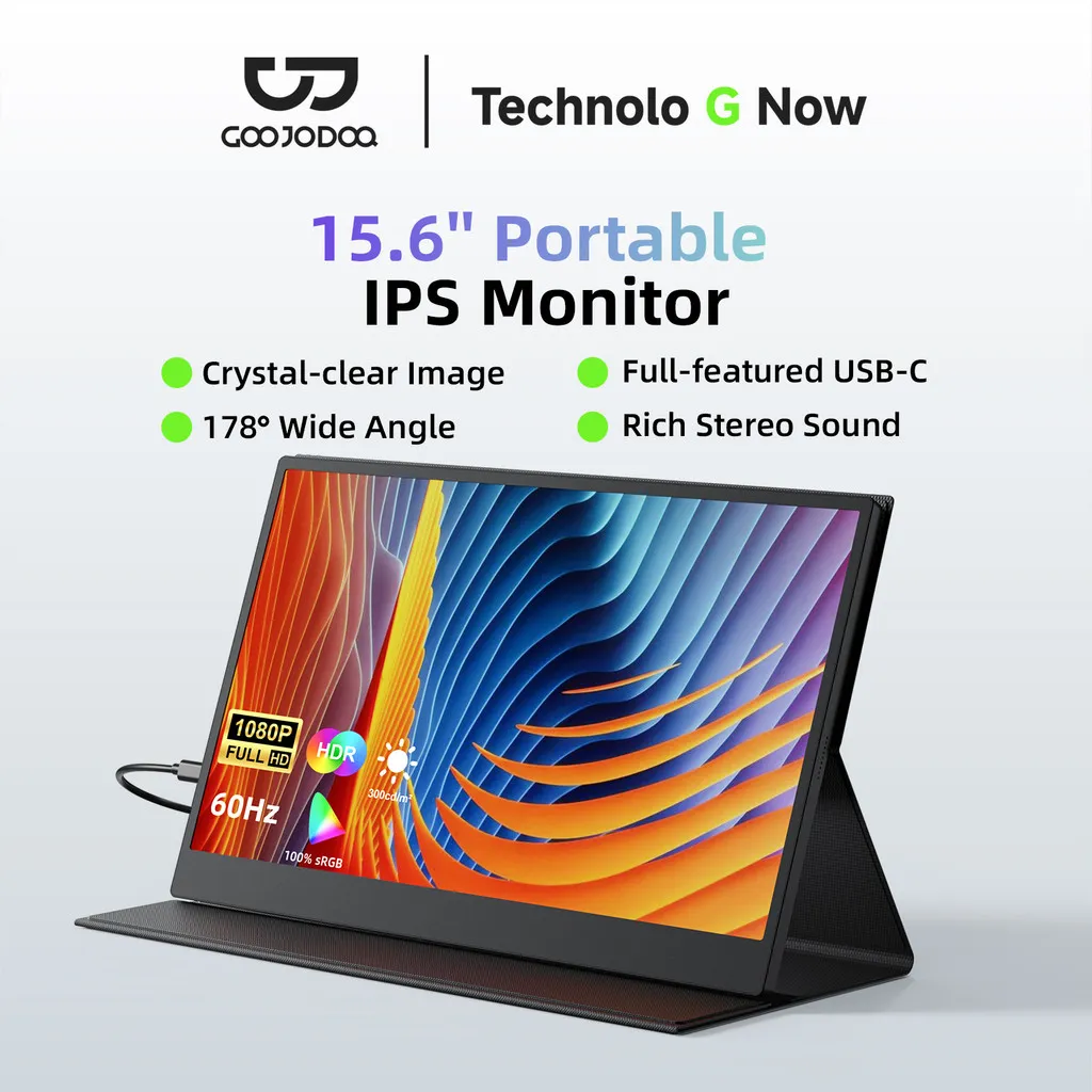 GOOJODOQ 1920*1080P Portable monitor for laptop 15.6 Inch FHD IPS Type US-C HD for Pad PC Mac Phone Xbox Switch PS4