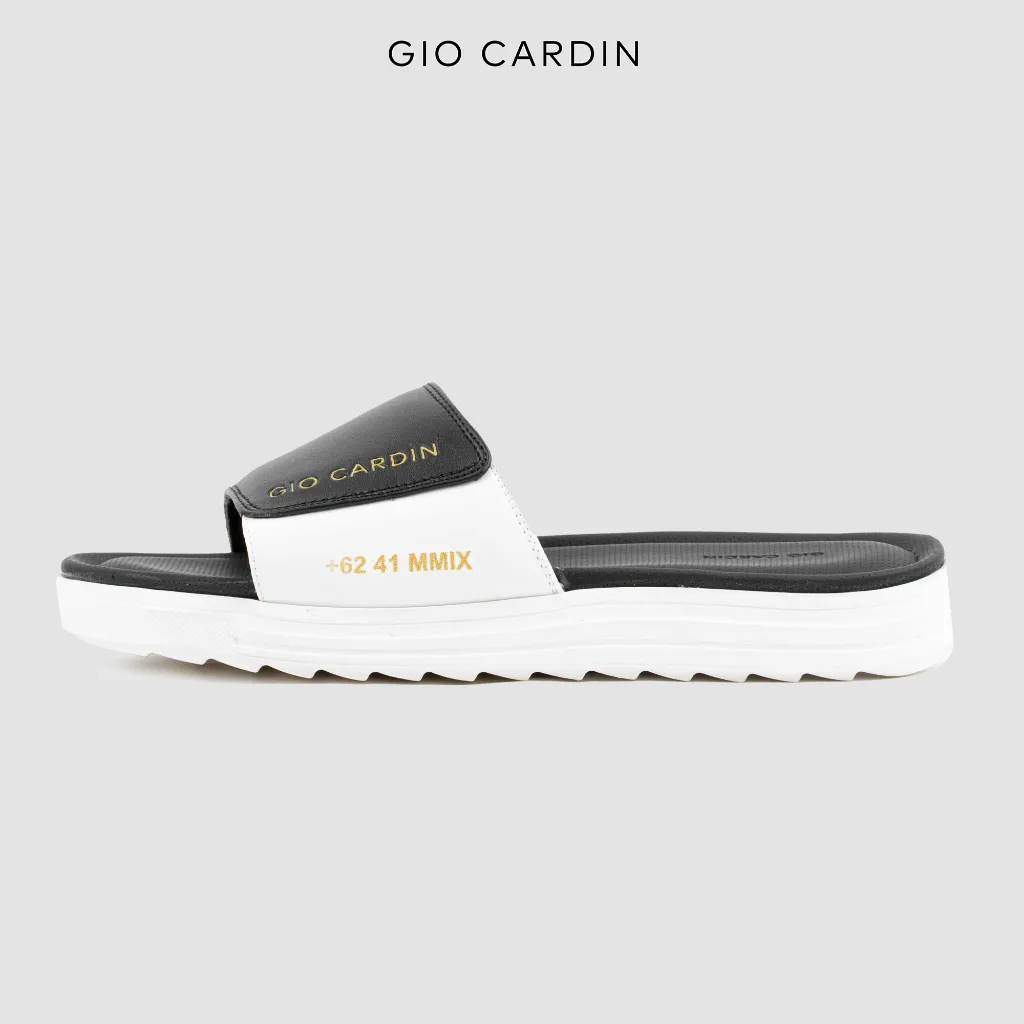GIO CARDIN - Sandal Pria Wanita Jude Slides  Black White White