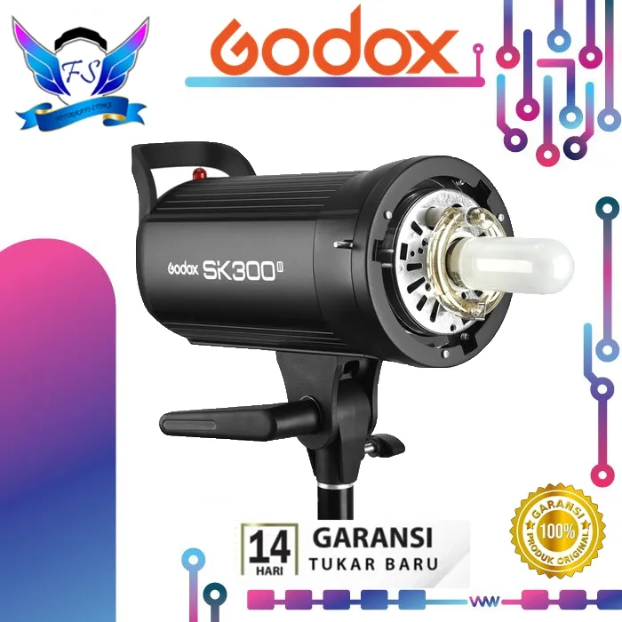 LAMPU STUDIO FLASH GODOX SK-300II SK300 II SK300II 300WS FREE STANDAR REFLECTOR GARANSI 1 TAHUN
