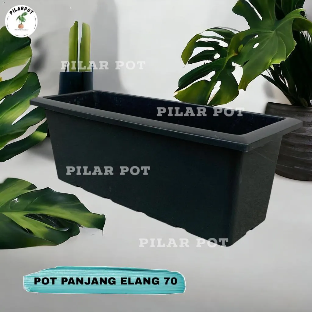 Pot Bunga Tanaman Persegi Panjang Egp 65 Cm Hitam - PANJANG 70 ELANG
