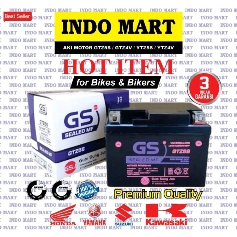 Aki Motor Honda Beat, Scoopy, Vario 110 Kering MF (GTZ5S)
