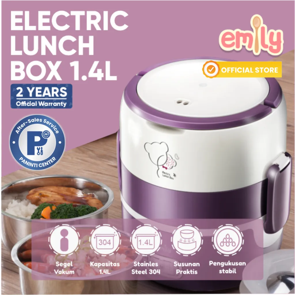 EMILY Electric Cooker Box 1.4L | Kotak Bekal | Penanak Nasi | Pemanas Makanan | Kukusan Serbaguna