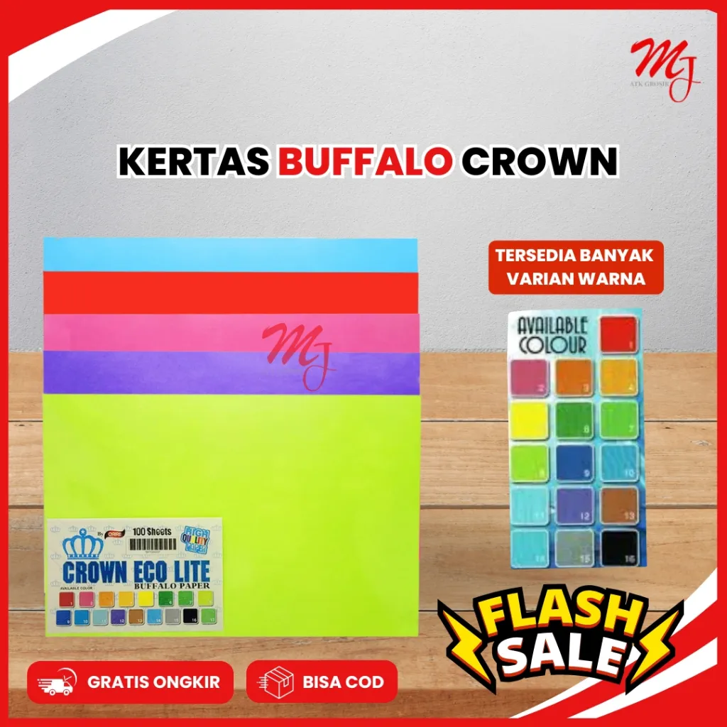 (100 lembar) CROWN KERTAS BUFFALO POLOS Merah/Hijau GOLD – Craft DIY