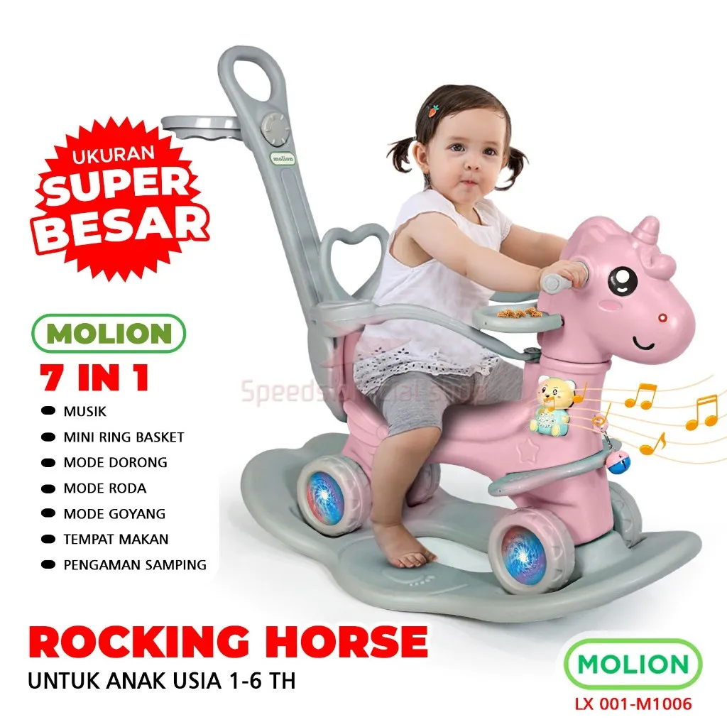 MOLION SNI Bermain Mainan Kuda Rocking Hourse Kuda Jungkat Jungkit Mainan Edukasi Anak Kuda Kudaan Ayun Berstandar LX 001-M1006