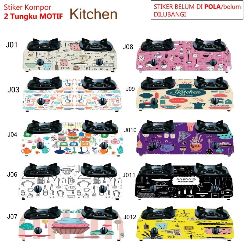 Stiker kompor 2 tungku motif kitchen