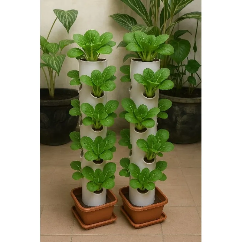POT TANAMAN VERTIKAL VERTIKULTUR TOWER HIDROPONIK SAYURAN TINGGI 50CM 12 LUBANG
