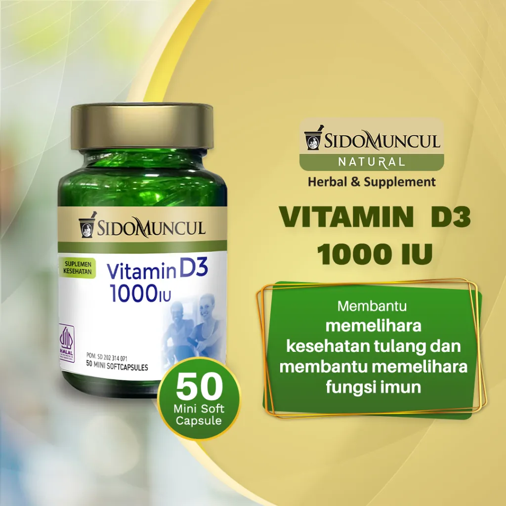 Sido Muncul Natural Vitamin D3 1000 IU Kesehatan Tulang Kalsium Auto Imun