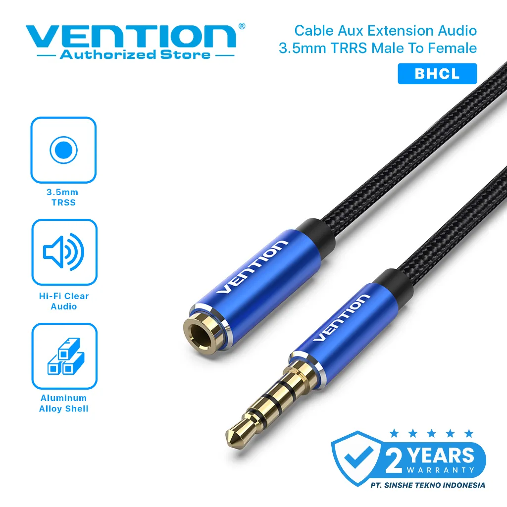 Vention Kabel Aux Extension Audio 3.5mm TRRS Male To Female Braided