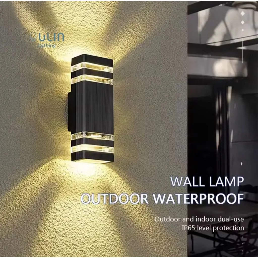 Lampu LED Dinding Pilar Kotak 2 Arah Persegi Hias Taman Wall lamp Rumah Minimalis Warna Putih Kuning