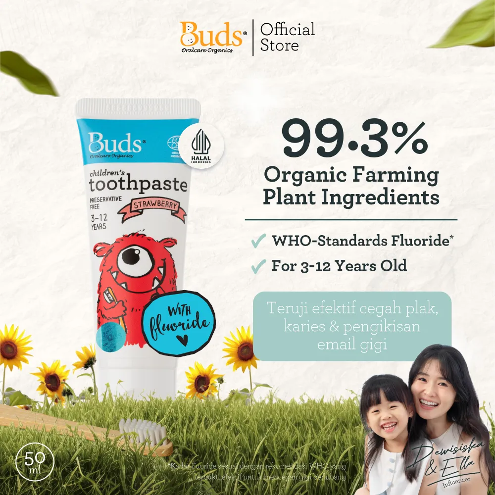 Buds Organics Toothpaste With Fluoride 3-12 Thn - Pasta Gigi Odol Bayi dan Anak