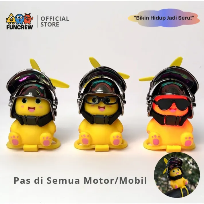 [FUNCREW Mall] Pajangan Motor Dino Nailong – Boneka Helm Lucu Bisa Nyala untuk Stang/Spion