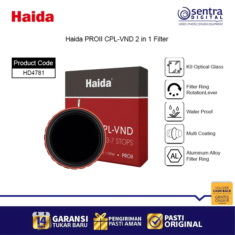 Haida PROII CPL-VND C. Pol Circular Polarizer Variable Neutral Density 2 in 1 Filter - HD4781