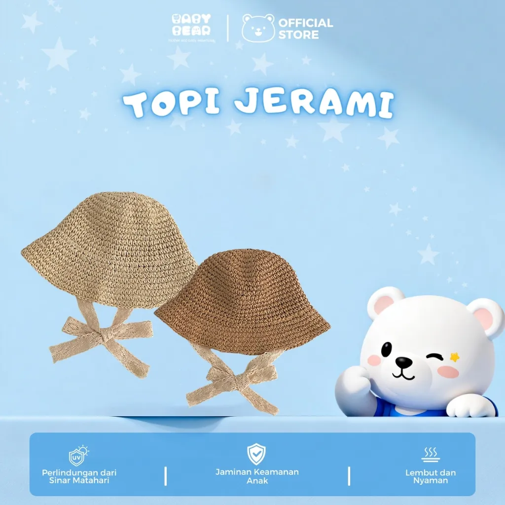 Baby Bear Topi Jerami Bayi Untuk Bayi | Baby Stylish Straw Hat
