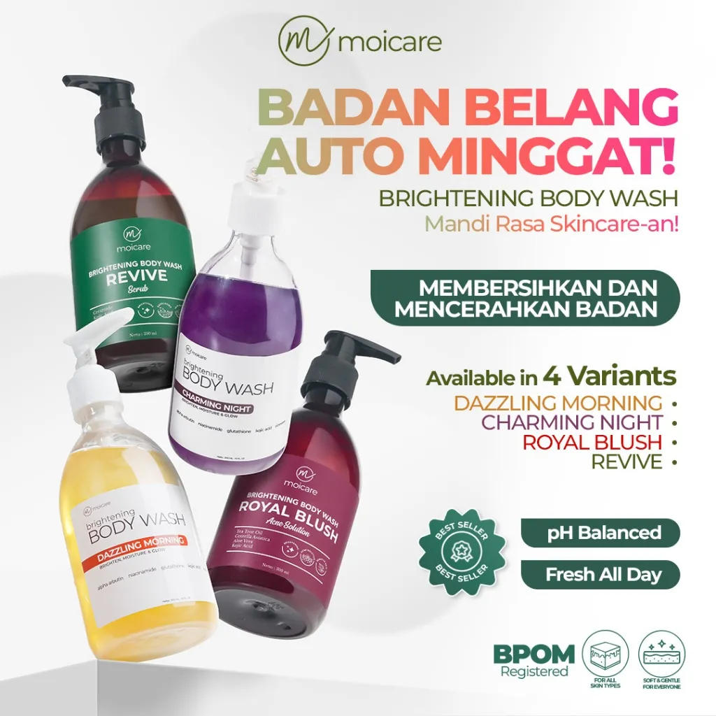 Moicare Sabun Mandi Pencerah Kulit Alpha Arbutin & Niacinamide Brightening Body Wash | Sabun Cair Untuk Mencerahkan Dan Melembapkan Kulit
